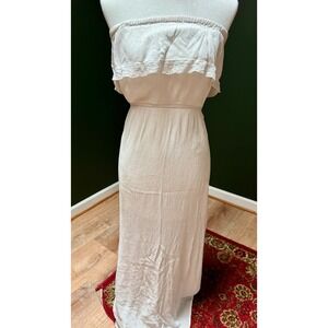 Garage Strapless Maxi Dress Lace Trim Casual Summer Beach Cover Up‎